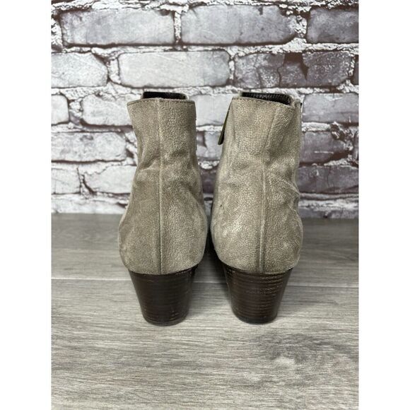Aquatalia Taupe Suede Leather Side Zip Heel Ankle Booties Women’s Sz 10M US/41EU - Picture 5 of 16
